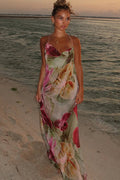 Polyester Printed Backless Cleavage Maxi Dress image 1