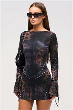 Stylish Leopard Rivet Slim Mini Dress image 1