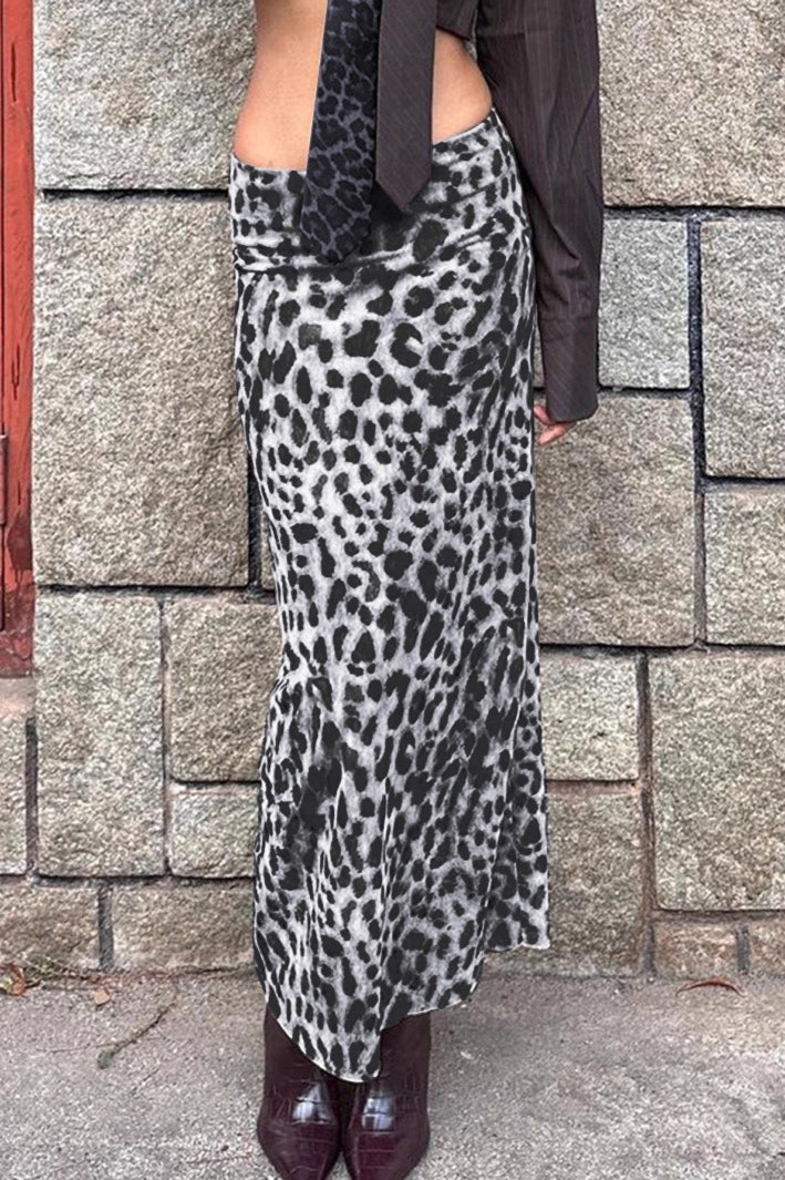 Edgy Leopard High Waist Midi Skirt image 1