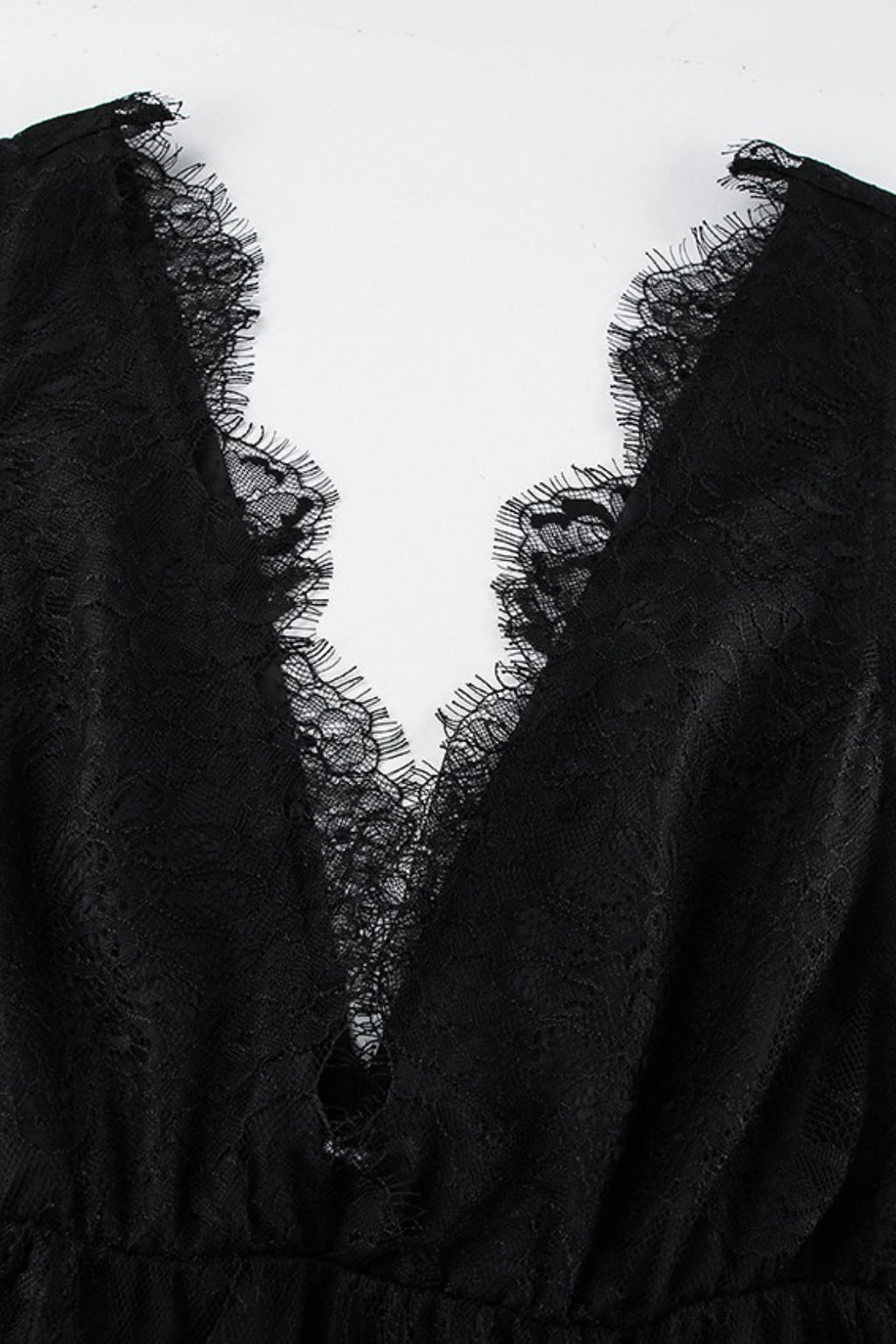 Sexy Solid V Neck Loose Lace Maxi Dress image 4