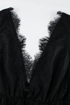 Sexy Solid V Neck Loose Lace Maxi Dress image 4