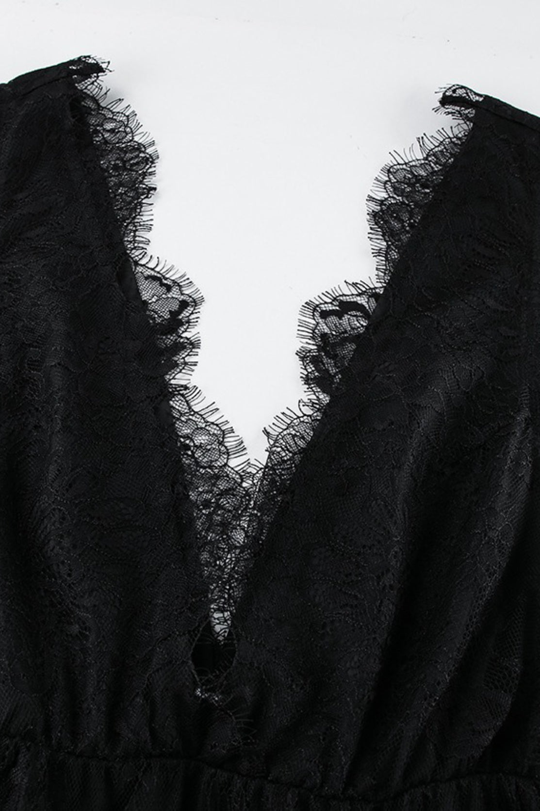 Sexy Solid V Neck Loose Lace Maxi Dress image 4