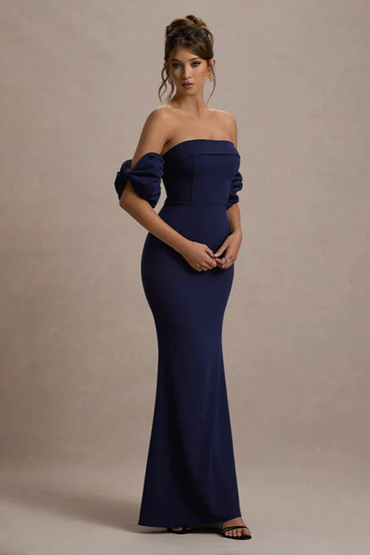 Elegant Fit-and-Flare Bubble Sleeve Strapless Party Dress image 3