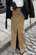 Vintage High-Waist Suede Maxi Skirt image 1
