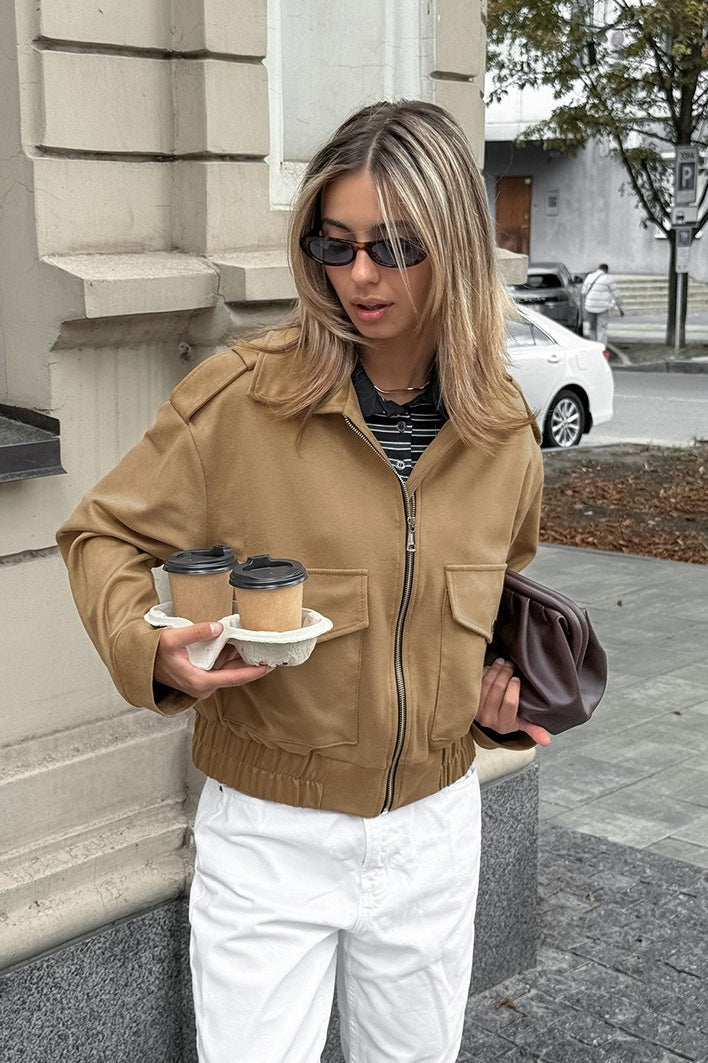 Loose Fit Brown Suede Jacket image 5
