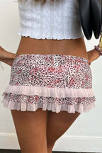 Ruched Lace Color Block Leopard Skirt image 2
