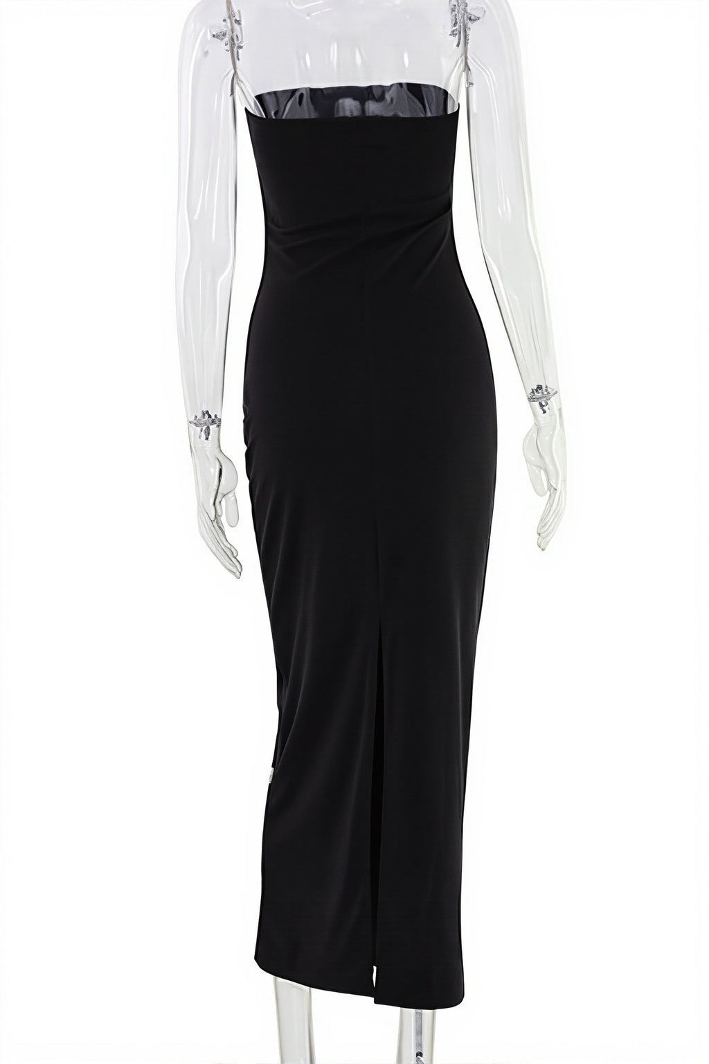 Solid Strapless Rhinestone Maxi Dress image 6
