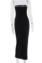 Solid Strapless Rhinestone Maxi Dress image 6