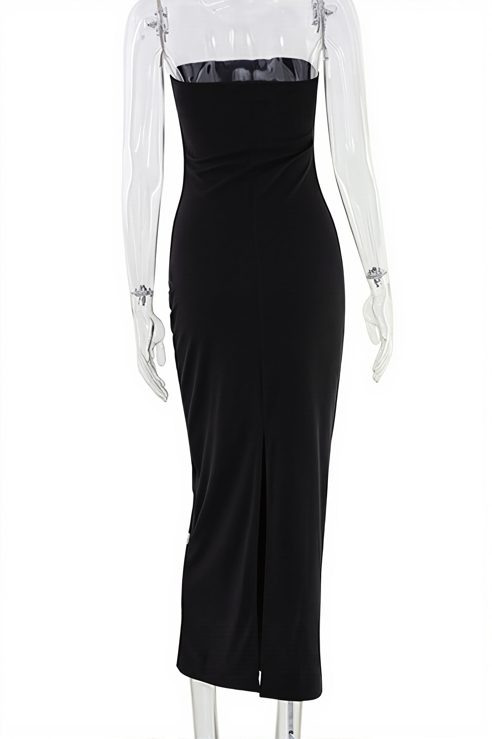 Solid Strapless Rhinestone Maxi Dress image 6