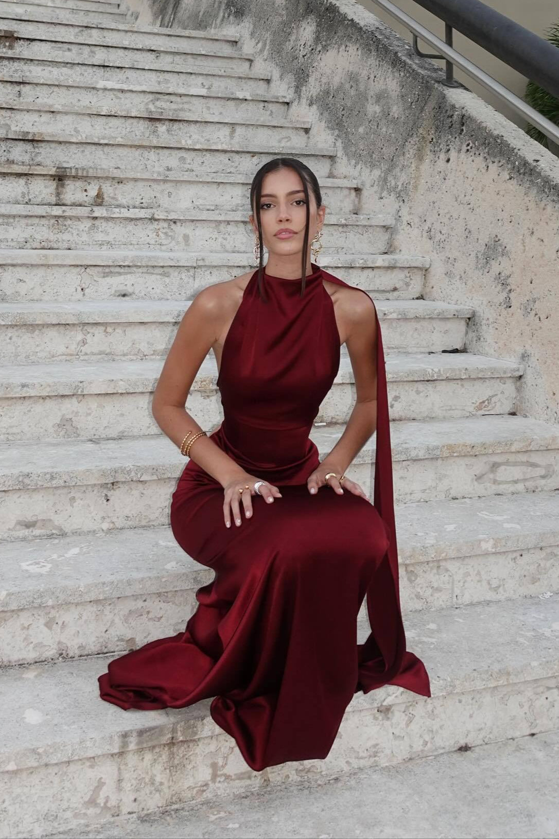 Halter Satin Elegant Solid Color Prom Dress image 6