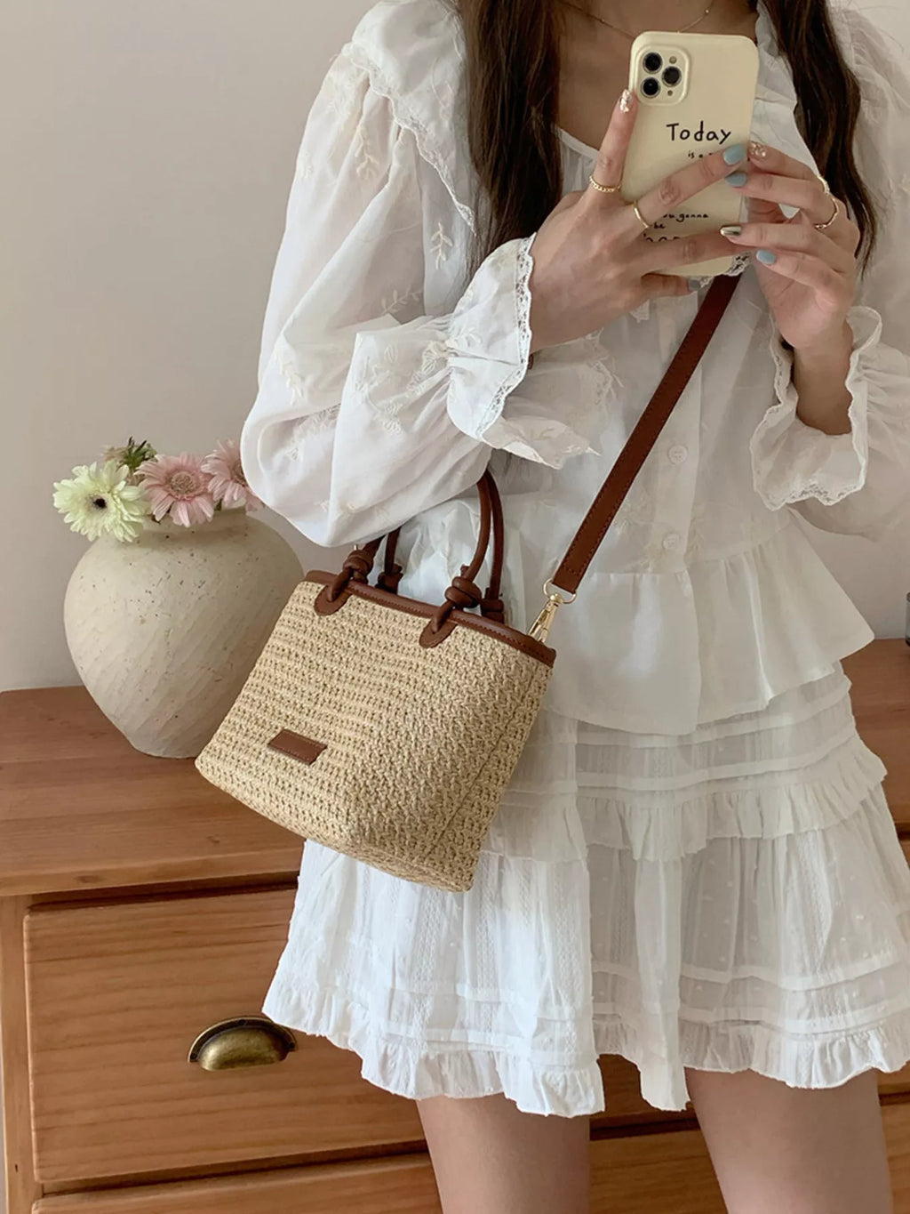 Lumi Straw Crossbody styled for Avrienne