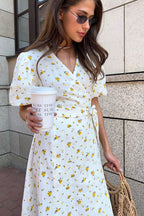 Cotton Printed Puff Sleeve Midi Dress image 4