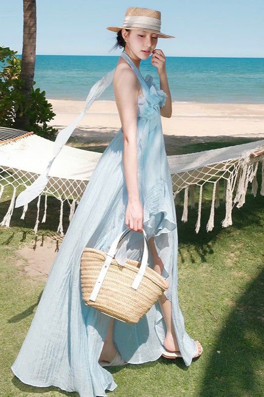 Halter Elegant Slim 3D Floral Maxi Dress image 11