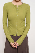 Lightweight Long-Sleeve Ribbed Slim-Fit Single-Row Button Knit Cardigan image 5