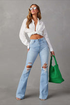 High Waist Ripped Flare Jean image 1