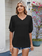 Mireille Eyelet Top detail view styled for Avrienne