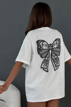 Minimalist Casual 3D Bow Lace Short Sleeve T-shirt image 4