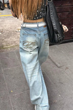 High Waist Embroidered Wide Leg Jeans image 16
