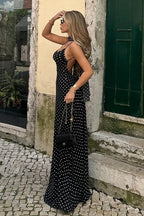 Polka Dot Sexy V Neck Cami Backless Maxi Dress image 5