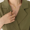 Arielle Pearl Necklace detail view styled for Avrienne