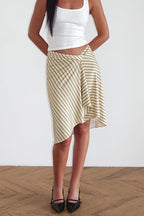 Elegant Striped Irregular Midi Skirt image 7