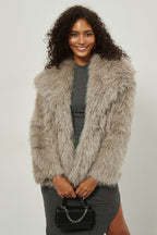 Faux Fur Notch Lapel Winter Coat image 1