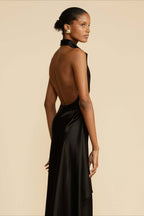 Elegant Satin Slit Backless Party Dress image 12
