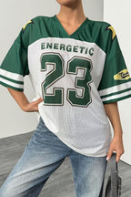 Fashion Loose Street Print Color Block Sporty T-shirt image 4