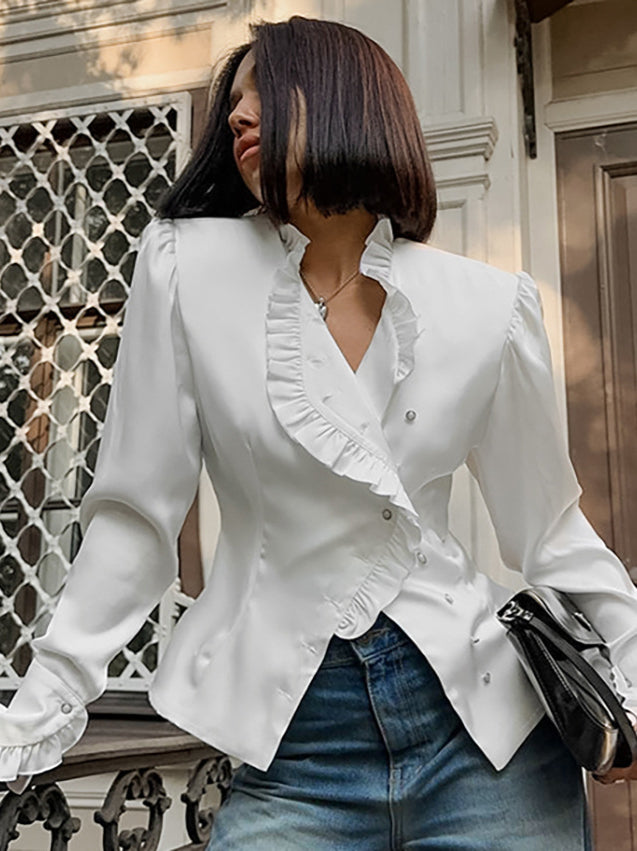 Ruffled Victorian Style Fitted Blouse image 3