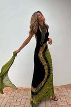 Floral Print Backless Tie Slim Fit Maxi Dress image 3