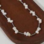 Francesca Bead Necklace detail view styled for Avrienne