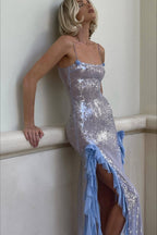 Sexy Sequin Sheer Ruffle Maxi Dress image 1