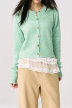Green Knit Cuffed Solid Chic Cardigan image 4