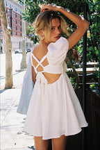 Casual Solid Backless Mini Dress image 2