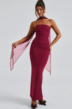 Sheer Sleeve Bustier Gown Formal Dress image 6