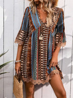 Adeline Lace V-Neck Dress detail view styled for Avrienne