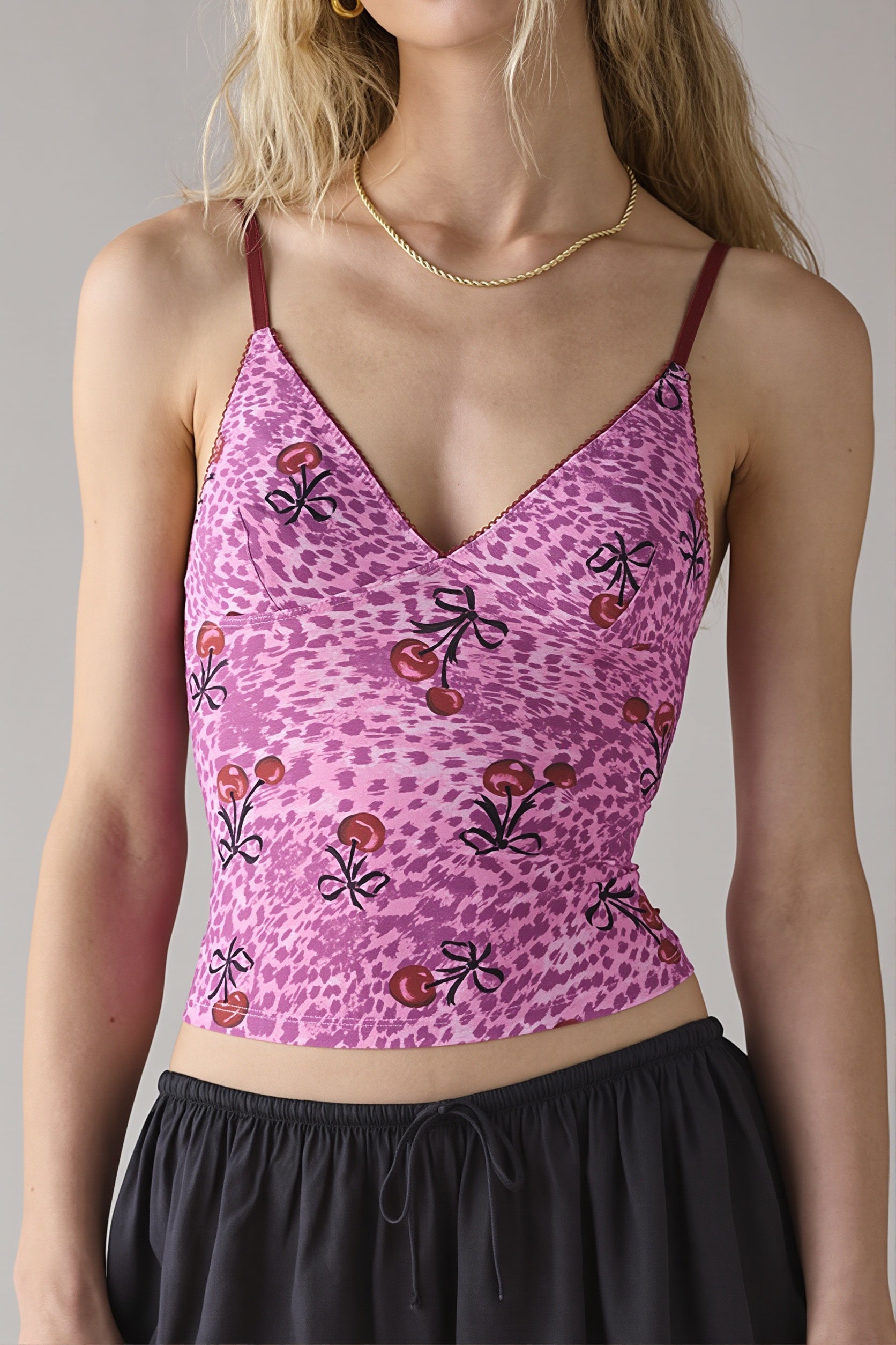 Retro Mesh Slim Lace Cami Top image 1