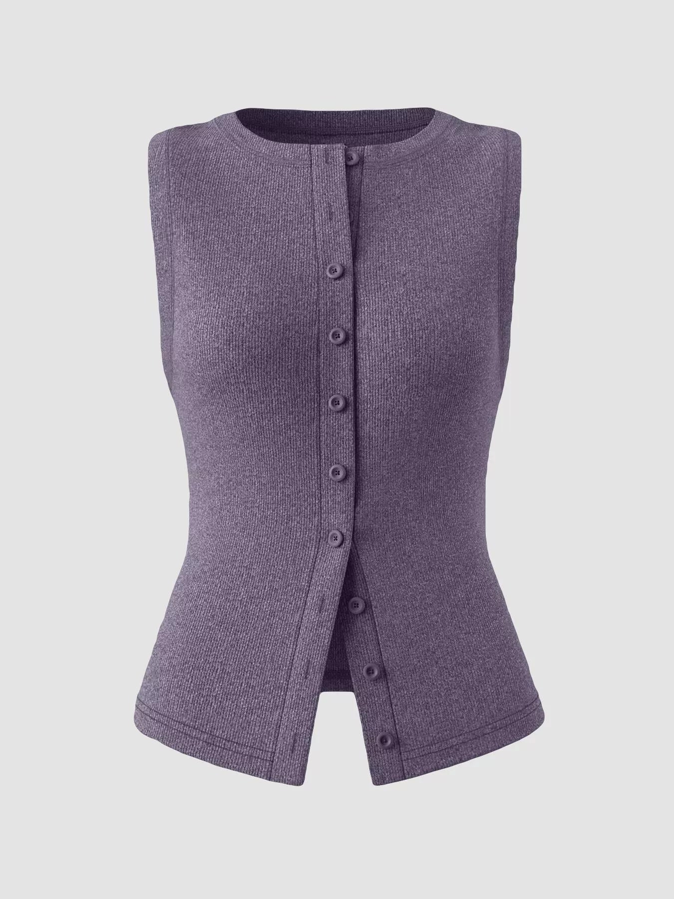 Elara Button Tank detail view styled for Avrienne