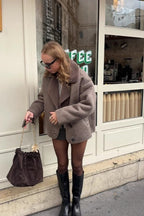 Faux Shearling Collared Casual Coat image 5