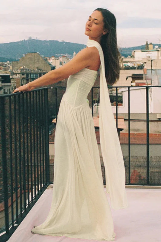 Strapless Flowy Ribbon Slim Waist Maxi Dress image 4
