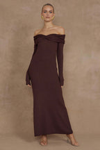 Elegant Off Shoulder Knit Sweater Dress image 1