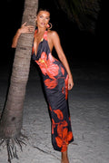 Floral Print Halter Backless Bodycon Maxi Dress image 1