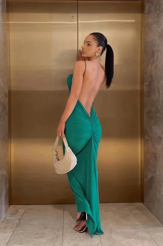 Backless Spaghetti Strap Bodycon Maxi Dress image 6