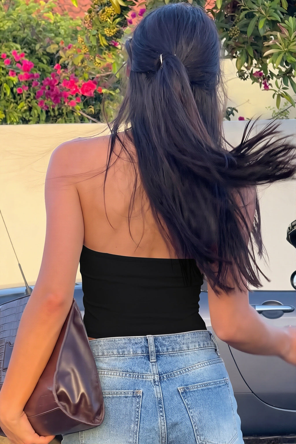 Casual Backless Bow Slim Halter Top image 6