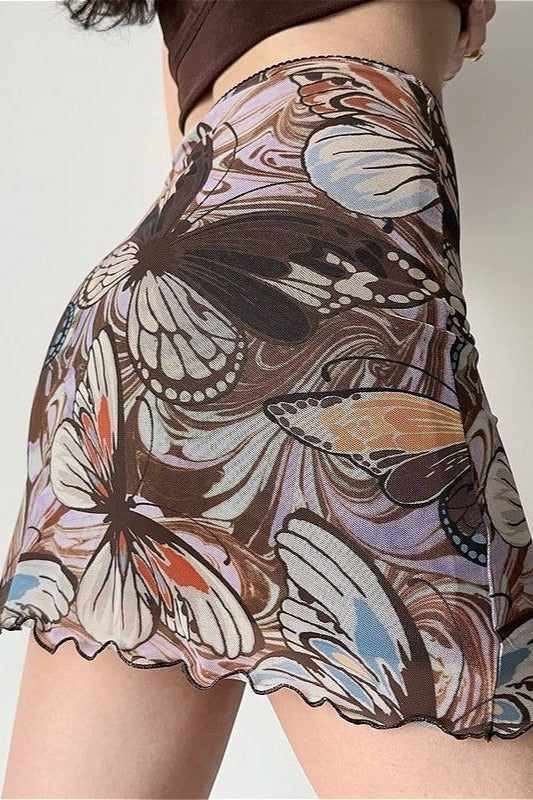 Vintage Printed Mesh Bodycon Mini Skirt image 4