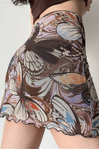 Vintage Printed Mesh Bodycon Mini Skirt image 4