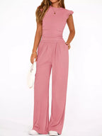 Margot Wide Leg Set detail view styled for Avrienne
