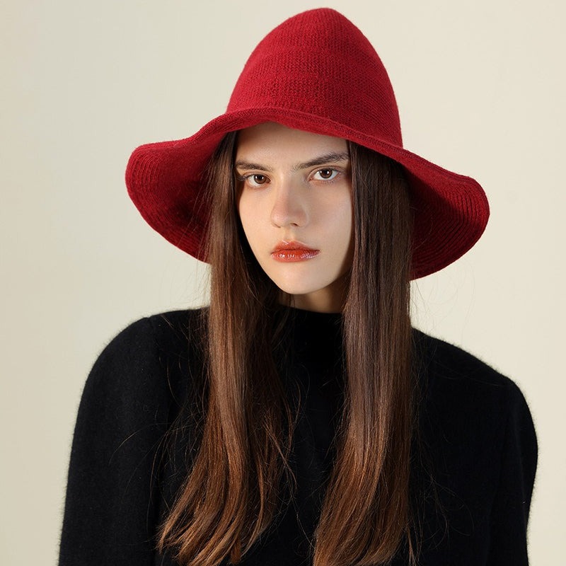 Wool Knitted Pointed Top Wide Brim Witch Hat image 2
