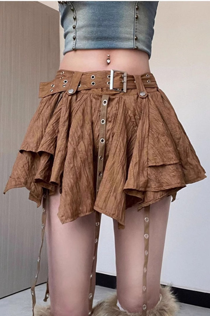 Wasteland Vintage Belt Asymmetrical Mini Skirt image 3