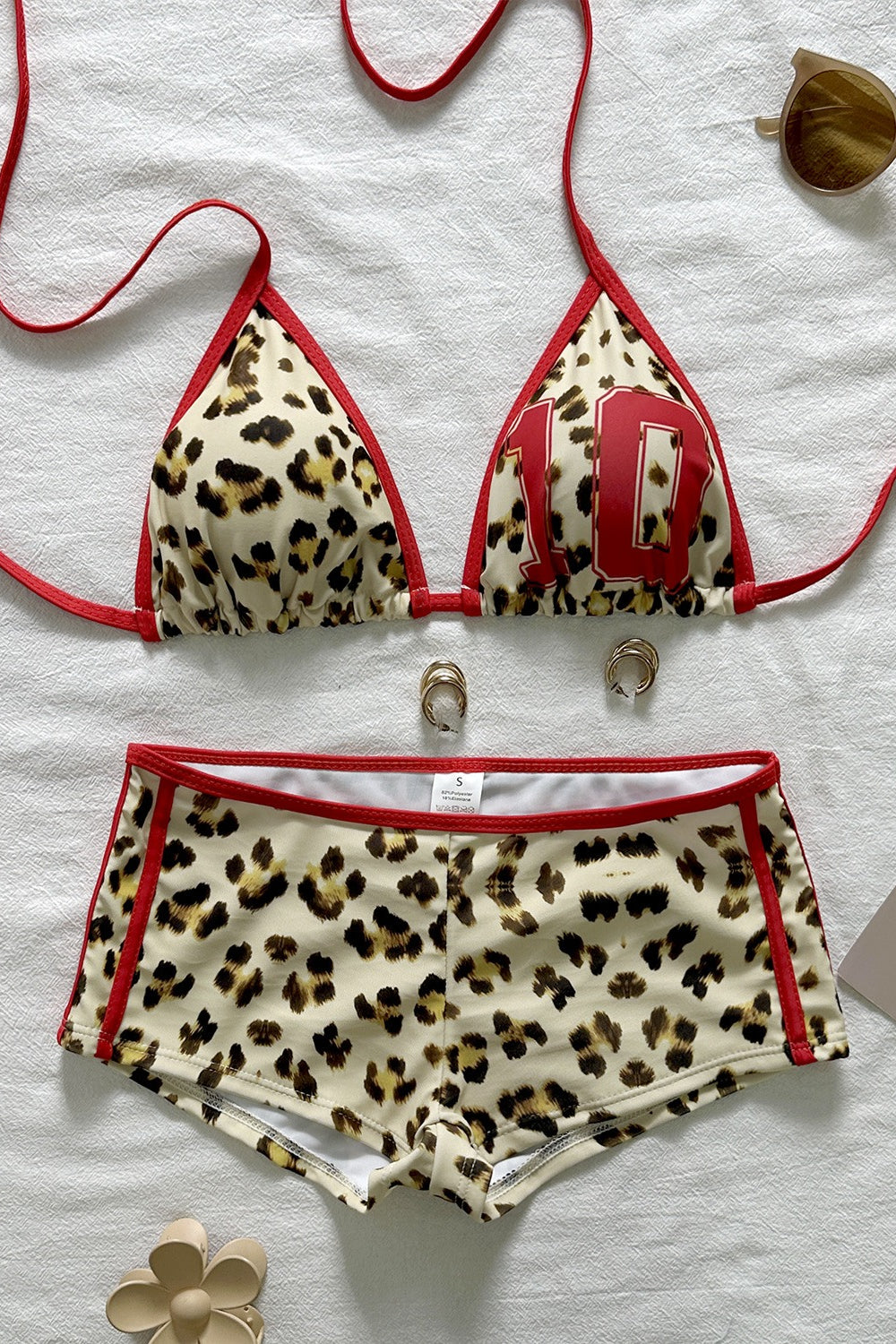 Leopard Halter Tie Two Piece Swim Set image 3